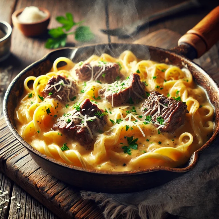 Creamy One-Pot Garlic Butter Beef Pasta – A Comforting Meal!